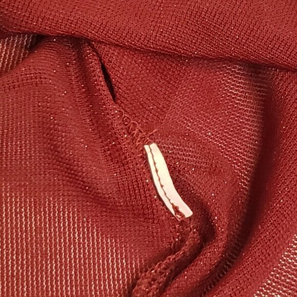 FOREVER 21 Women’s Size Small Mesh Crop Top Red Wine & Gold Shimmer Long Sleeve - Picture 14 of 16